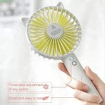 Wholesale Cat Ear Portable USB Rechargeable Handheld 3 Speed Strong Wind Electric Small Mini Cooling Fan with Cell Phone Holder and Light (White)